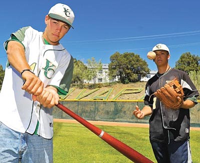 Matt Hinshaw/The Daily Courier<br /><br /><!-- 1upcrlf2 -->Cam Schiller, left, and Zach Haley were teammates at Prescott High before signing on with Yavapai College two years ago.