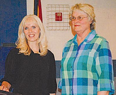 Courtesy photo<p>Territorial Elementary School Principal Carolyn Reeder, left, said Christy Preston (right), a second-grade teacher at the school who was named Chino Valley Unified School District’s Teacher of the Fourth Quarter, always comes to work with a smile on her face.
