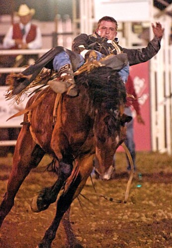 Courier file <br /><br /><!-- 1upcrlf2 -->Wickenburg’s Tom MacFarland, shown above riding in the 2008 rodeo, is just one of the many top cowboys flocking to Prescott for this year’s rodeo.