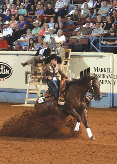 Submitted photo<br /><br /><!-- 1upcrlf2 -->Prescott’s Jordan Willette and her horse Whizin In The Dirt compete in the American Quarter Horse Youth Association’s World Championship show in Oklahoma City on Tuesday.<br /><br /><!-- 1upcrlf2 -->