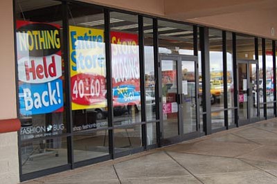 Jason Soifer/The Daily Courier<br>
The Fashion Bug store at the Frontier Village Center is part of the recent wave of stores closing at the shopping center. Other retailers that recently closed include Outback Steakhouse and BonWorth. Old Navy is closing its doors next year.







