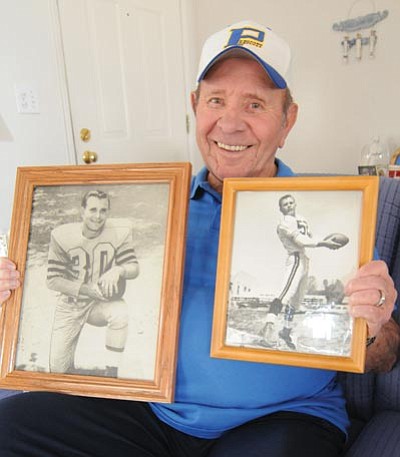Les Stukenberg - The Daily Courier<br /><br /><!-- 1upcrlf2 -->Prescott resident Al Dattola holds up photos of himself from his college football career. Dattola, who played in three bowl games, wants the current system to give way to a playoff format.