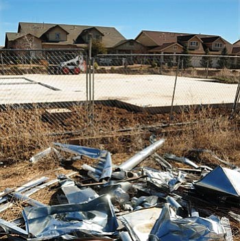 Les Stukenberg/The Daily Courier<br>
The Prescott Valley Community Development Department ordered this unfinished townhouse in the Quailwood subdivision to be demolished because it was a health and safety hazard.
