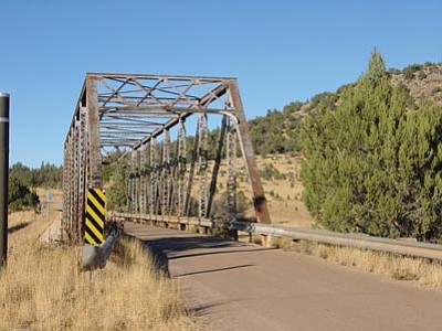 Kathy Krause/Courtesy photo<br>Walnut Creek Bridge on Williamson Valley Road was moved to this location in 1936 from the Gila River, where it was part of a seven-span bridge in use from 1912 to 1916.