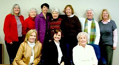 Courtesy photo<br>
The 2011 Democratic Women of the Prescott Area Executive Board includes, left to right, top row, Lindsay Bell, chair of the Yavapai County Democratic Party; Donna Brammer, DWPA program chair; Juliana Goswick, vice chair; Virginia Garcia-Buñuel, membership chair; Joyce Arnold, treasurer; Joan Cornell, president/chair; and Margie Williams, issues chair. Seated are Cindy Truan, historian; Toni Denis, secretary; and Phyllis White, luncheon chairwoman.