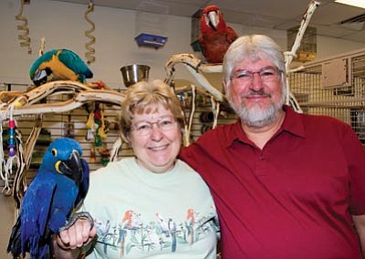 Les Stukenberg/The Daily Courier<br>
Jeff and Lori Riden own The Happy Parrot, where they sell food, toys and accessories for pet birds at 6572 E. 2nd St., Suite C, in Prescott Valley.