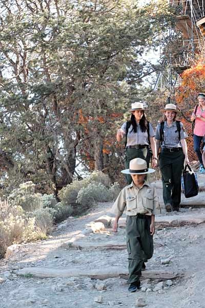 Ranger Gabriel hikes Bright Angel Trail in search of pictographs. Loretta Yerian/WGCN