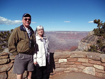 Dick and Leanne Preston from Hamlin, New York visit the Canyon with the Merles. Photo/Mary Merle