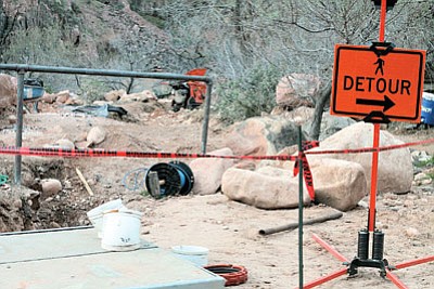 A portion of the Trans-Canyon Water Pipeline under repair. Loretta Yerian/WGCN