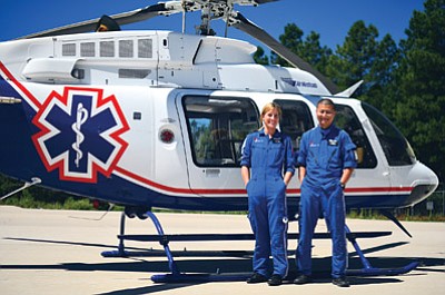 Guardian Air's Flight Nurse Lindsay Almond and Flight Medic Junji Sakai responded to a call at Grand Canyon Airport March 8. Photo/Guardian Air