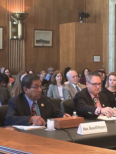 Navajo Nation President Russell Begaye tells a Senate committee that EPA’s response to the Animas River spill created a culture of distrust between the tribe and the agency. Photo/Charles McConnell