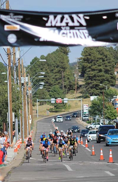 Cyclists make their way down the final stretch of the Man vs. Machine race Sept. 26. Wendy Howell/WGCN