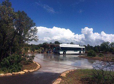 The Tusayan to Grand Canyon shuttle helps cut down on lines and wait times at Grand Canyon's South Rim entrance gates. Loretta Yerian/WGCN