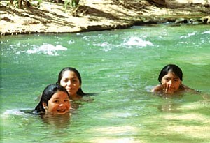 Havasupai girls enjoy a slice of heaven in one of the photos from the new Kolb Studio exhibit, which opened last night and runs through the end of October.