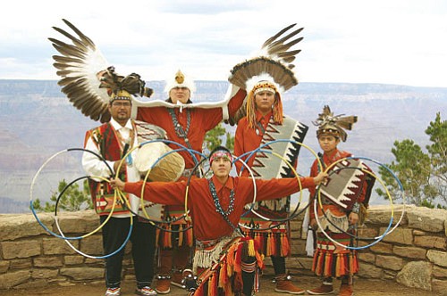Patrick Whitehurst/WGCN
Pictured from left to right (top to bottom) is A. Brent Chase, Garrick Yazzie, Kyle Chase, Brandon Tony and Kenvin Yazzie of the Pollen Trail Dancers.