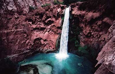 <br>Photo/Carl Wells<br>
Mooney Falls on the Havasupai Reservation.