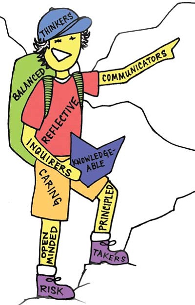 Courtesy art<br>
GCS hiker comprised of the ten IB attitudes of good learners.