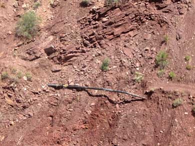 An aerial view of a pipeline break on South Kaibab Trail. <i>Photo/National Park Service</i>