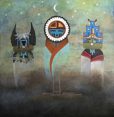 Courtesy photo<br>
Local Hopi artist and veteran Filmer Kewanyama  presents “Cowboys and Indians” at the Arts Prescott Gallery through April 24.