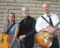 Courtesy art<br>Aunt Bee, Jim Sallis and Odie Piker, from left, make up the Three-Legged Dog band and will bring their multitude of instruments and their “orchestral” sounds to the Folk Sessions eighth-anniversary concert at the Highlands Center for Natural History on Saturday. 
