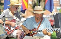 Matt Hinshaw/The Daily Courier<br>Members of the Hwy 89 Blues Band perform Aug. 20 at the Yavapai County Courthosue Plaza in Prescott during the Acker on the Plaza event. The event raised funds for the Bradshaw Mountain High School Choral Union.