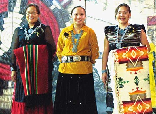 <i>Anton Wero/NHO</i><br>
2009 Central Navajo Nation Fair queen candidates: Shannon Gorman, 17, from Chinle Chapter; Marla Muzzie, 20, from Pinon Chapter; and Garquito Harrison, 18, from Many Farms Chapter.