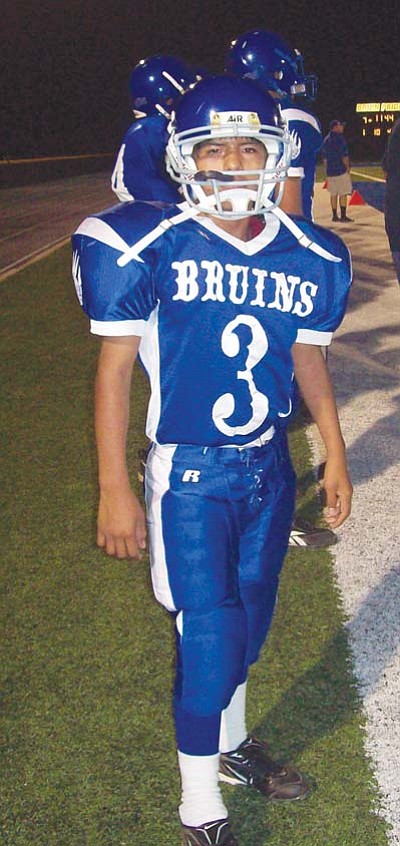 <i>Tyler Tawahongva/NHO</i><br>
A Hopi Bruins player stands ready for action.