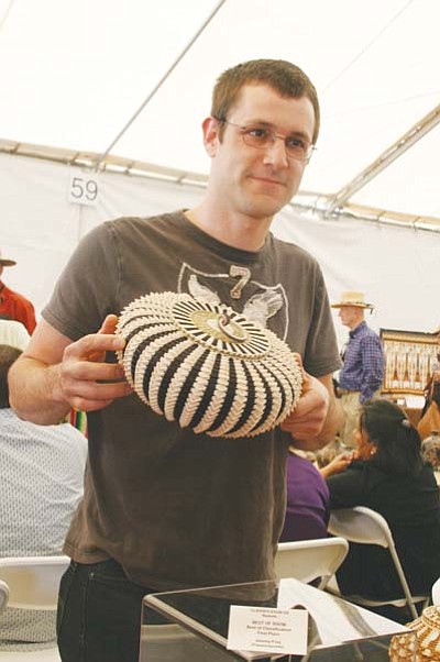 <i>Courtesy photo</i><br>
Jeremy Frey with his Best of Show-winning pointy urchin basket at the Heard Museum Indian Fair and Market on March 5.