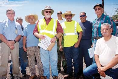 Todd Roth/NHO<br>
Coordinating group for Phase One of Coopertown-Southside Walkway Improvements. Pictured from left are Postmaster Bob Schelesinger, Roger Haggaman, Joe Ortiz, Mark Woodson, Police Chief Garnett, Gabe Martinez, Fire Chief James Hernandez, Councilman Thomas Chacon and Val Lopez of Planning and Zoning.