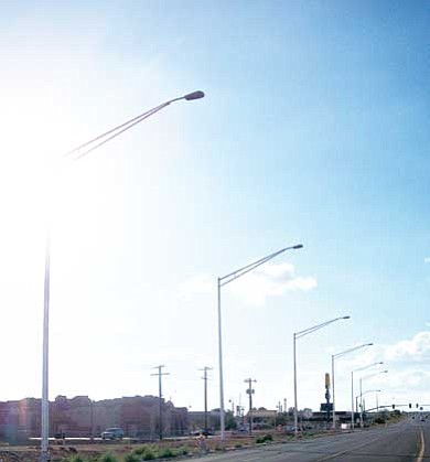 Photo/ Tyler Tawahongva<br>
Recently installed streetlight along one of many roadways to receive them
