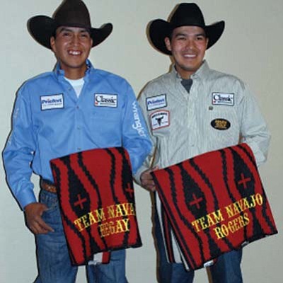 Submitted Photo<br>
Derrick Begay and Erich Rogers are all smiles during the ceremony that was held for them.