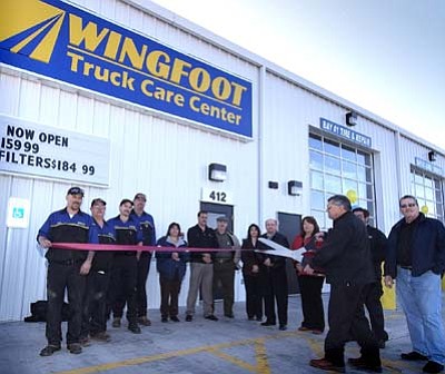 Rick Abasta/NHO<br>
Wingfoot staff and Winslow Chamber of Commerce at the grand opening and ribbon cutting on March 8.
