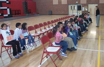 Tyler Tawahongva/NHO<br>
Spelling bee contestants await instructions, and for the competition to begin.