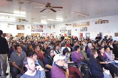 Nearly 230 people packed the Tuba City Chapter House and listened to speakers and presenters about the Little Colorado River Water Rights Settlement.