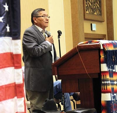 Navajo Nation President Ben Shelly discusses Fundamental Law at the 29th Annual Navajo Division of Social Services conference June 18 in Twin Arrows. Submitted photo