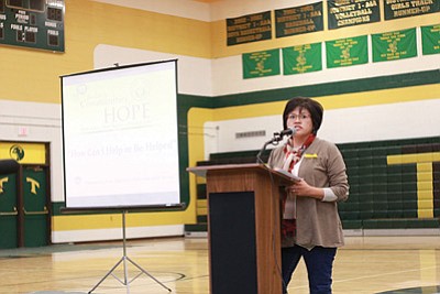 An official with the Navajo Nation talks about suicide at the kick off for the Building Communities of Hope tour. Submitted photo