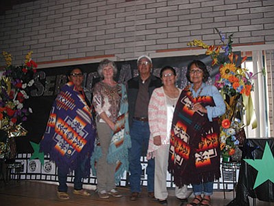 The Tuba City School District honored 2016 retirees with more than 35 years of service at an annual employee awards dinner. From left: Alita Bowen,  Delores Payne, board members Lee Tsingine and Mary Worker, and Harriett Sloan-Carter.  Retirees Not pictured:  Ada George and Bernise Holliday. Photo/Rosanda Suetopka