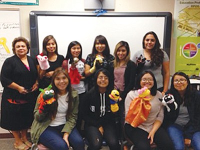 Tuba City High students who are in a special partnership with Coconino Community College in Flagstaff dual enrollment for Early Childhood Development will get a jump on their post secondary education by earning 18 credits towards early childhood education careers.   Back row from left:  Mrs. Maria Goatcher, ECE Head instructor-TCHS, Mikayla Bia, Mya Kesswood, Kristina Blackhair, Kylie Granger, Kalii’ Maloney. Front row from left: Keisha Classay, Yuniek Sakiestewa, Glenice Pesodas, Paige Tsosie. Rosanda Suetopka/NHO