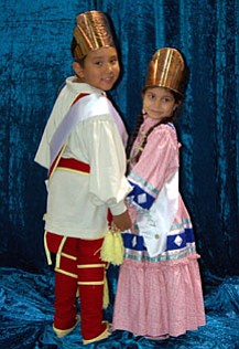 Little Mister Cherokee division two winner Wazhoza Palmer and Little Miss Cherokee division one winner Sinihele Rhodes.