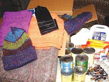 A sampling of items that are included in winter emergency boxes that are delivered to elders and other underprivileged communities throughout Indian Country by National Relief Charities (NRC; photo courtesy of NRC).