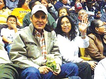 Navajo Nation President Joe Shirley Jr. and First Lady Vikki Shirley were among the nearly 7,500 people in attendance to witness the Arizona 3A North Region championships held at the Wildcat Den in Chinle on Feb. 8 (Photo by Anton Wero/NHO).