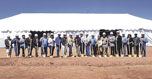 <i>Courtesy photo</i><br>
A number of Navajo Nation council delegates and dignitaries, including President Joe Shirley Jr., Vice President Ben Shelly and Miss Navajo Jonathea Tso, attended groundbreaking ceremonies June 16 for the Navajo Nation’s new casino near Church Rock, N.M.