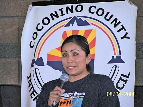 <i>Photo courtesy of Renda Fowler</i>
<br>
A concerned parent speaks to members of the Coconino County Inter-Tribal Advisory Council and County representatives regarding proactive solutions to grafitti at Louise Yellowman Park.