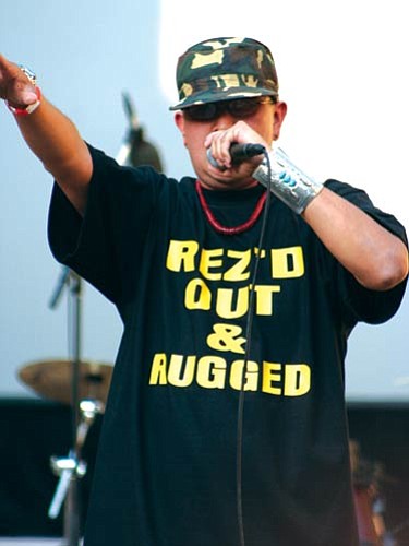 <i>Photo by Somana Yaiva/NHO</i>
<br>Hopi/Navajo rapper, Gabriel Yaiva performs for the crowd at the Second Annual International Indigenous Hip Hop Gathering recently held in Los Angeles.