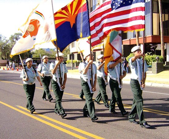 Members of the Hopi High Color Guard march proudly in the Native American Connections parade.