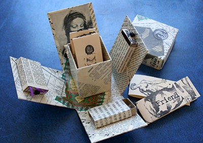 Prescott Valley book artist Sid Freeman constructed this Caja de Libros, or box of books.<br> 
<i>TribPhotos/Sue Tone</i>