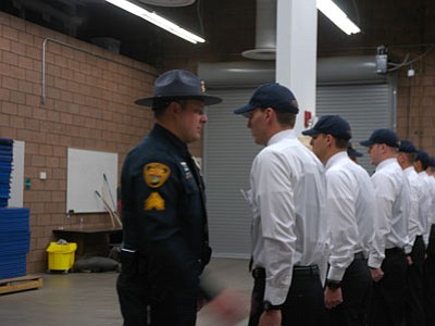 PPD Sgt. Jon Brambila inspects the NARTA recruits.<br>
Trib Photo/Briana Lonas