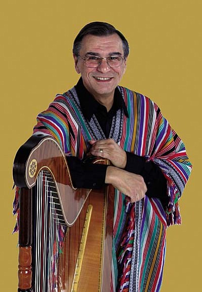 Courtesy photo<br /><br /><!-- 1upcrlf2 -->Composer, author, educator and recording artist Alfredo Rolando Ortiz performs on the Paraguayan harp for the Verde Valley Concert Association on Feb. 18.