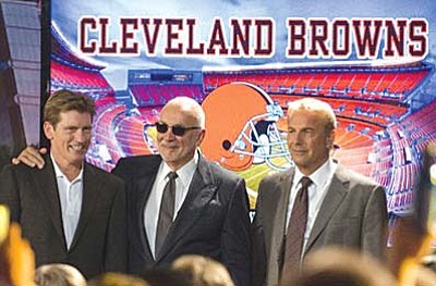 Dennis Leary (from left), Frank Langella and Kevin Costner in Draft Day.<br /><br /><!-- 1upcrlf2 -->