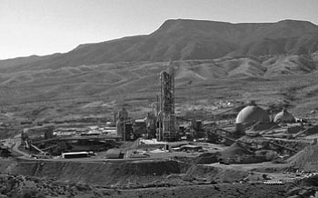 The Salt River Materials Group-Phoenix Cement plant in 2006, after the $126.5 million modernization and many other modifications were completed. The 2006 photo was used on the cover of an industry magazine to promote the IEEE Conference in Phoenix that year, and the tour of the plant brought about 400 people into the Verde Valley. The plant has since changed again with the removal of the three original kilns and the addition of a new blending silo, part of a $35 million project that will be completed in 2008.<br>
<i>Photo courtesy Salt River Materials Group</i>